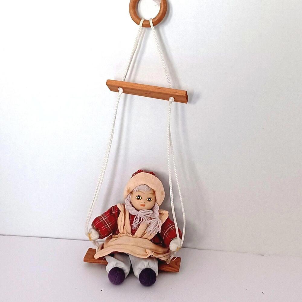 Vintage Porcelain Face Girl On A Swing